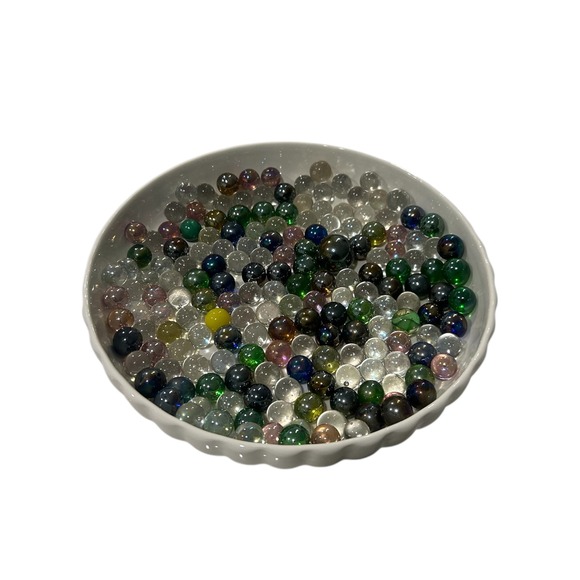 Glass Marbles Assorted Colors Clear Blue Green Brown Red Lot of 176 1/2" & 5/8" - Picture 2 of 3